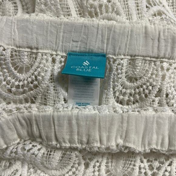 Coastal Blue White Lace Strapless Beach Swim Coverup Dress Size XL (16-18) - Picture 12 of 13